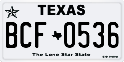 TX license plate BCF0536