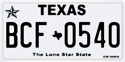TX license plate BCF0540