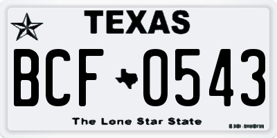 TX license plate BCF0543