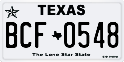 TX license plate BCF0548