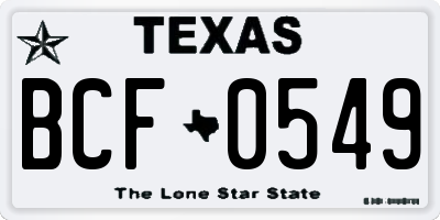 TX license plate BCF0549