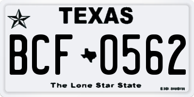 TX license plate BCF0562
