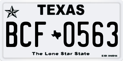 TX license plate BCF0563