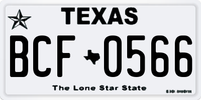 TX license plate BCF0566