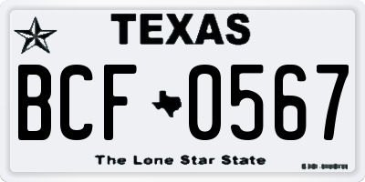 TX license plate BCF0567