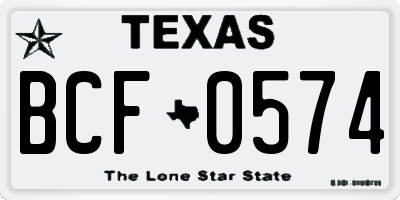 TX license plate BCF0574