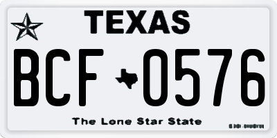 TX license plate BCF0576