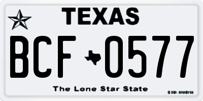 TX license plate BCF0577
