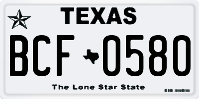 TX license plate BCF0580