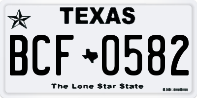TX license plate BCF0582