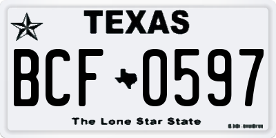TX license plate BCF0597