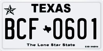 TX license plate BCF0601