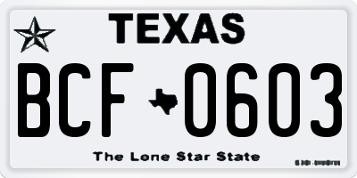 TX license plate BCF0603
