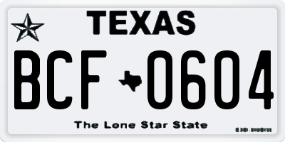 TX license plate BCF0604