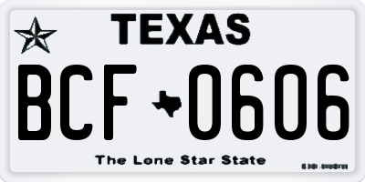 TX license plate BCF0606