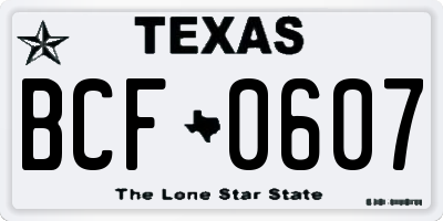TX license plate BCF0607