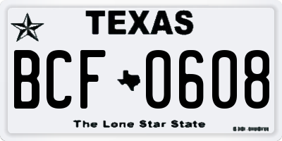 TX license plate BCF0608