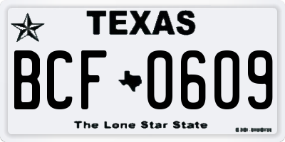 TX license plate BCF0609
