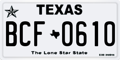 TX license plate BCF0610