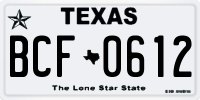 TX license plate BCF0612