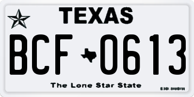 TX license plate BCF0613