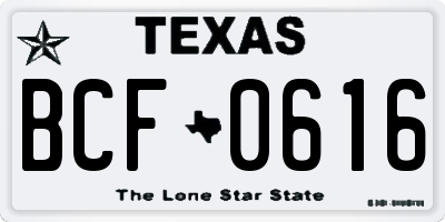 TX license plate BCF0616