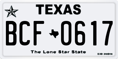 TX license plate BCF0617
