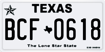 TX license plate BCF0618