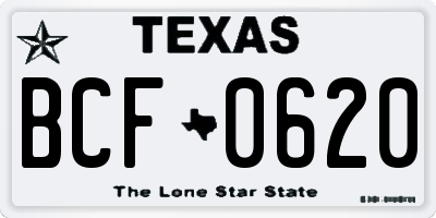TX license plate BCF0620