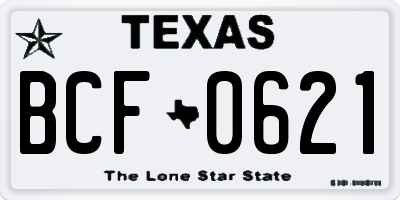 TX license plate BCF0621
