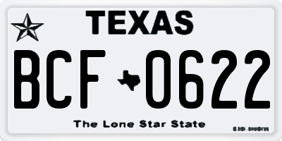 TX license plate BCF0622