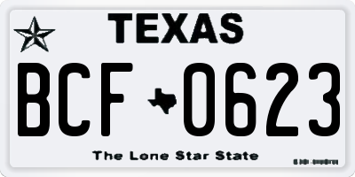 TX license plate BCF0623