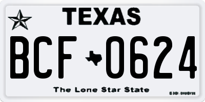 TX license plate BCF0624