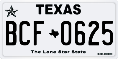 TX license plate BCF0625