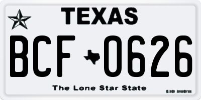 TX license plate BCF0626