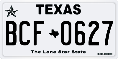 TX license plate BCF0627