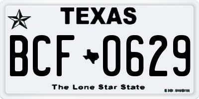 TX license plate BCF0629