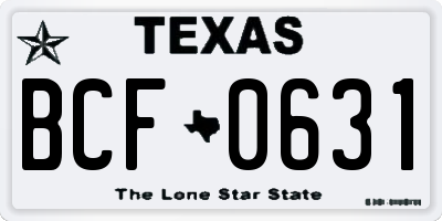 TX license plate BCF0631