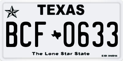TX license plate BCF0633