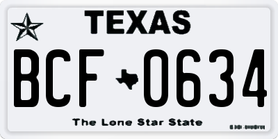 TX license plate BCF0634