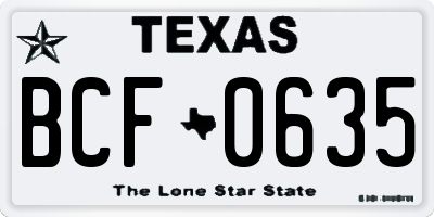 TX license plate BCF0635