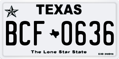 TX license plate BCF0636