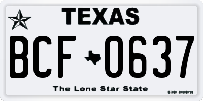 TX license plate BCF0637