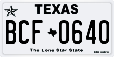 TX license plate BCF0640