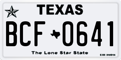 TX license plate BCF0641