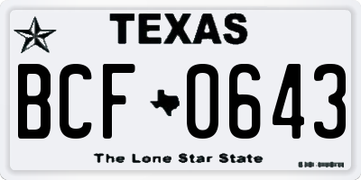 TX license plate BCF0643