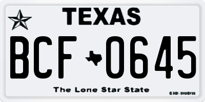 TX license plate BCF0645