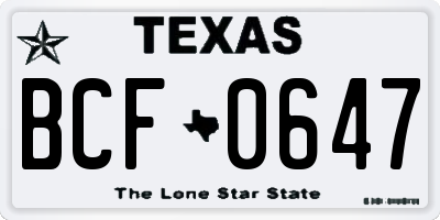 TX license plate BCF0647