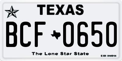 TX license plate BCF0650
