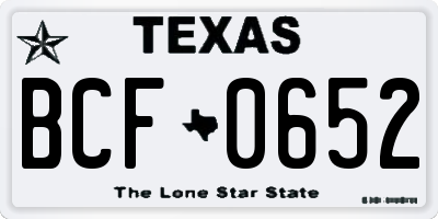 TX license plate BCF0652